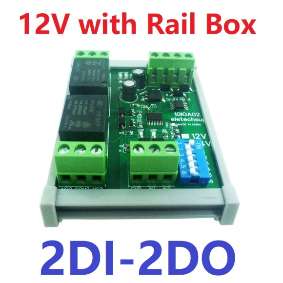 10IOA02 12V 2CH Isolation Digital Switch 2DI-2DO PLC IO Expanding Board RS485 Relay Module Modbus RTU Code 01 05 15 02 03 06 16