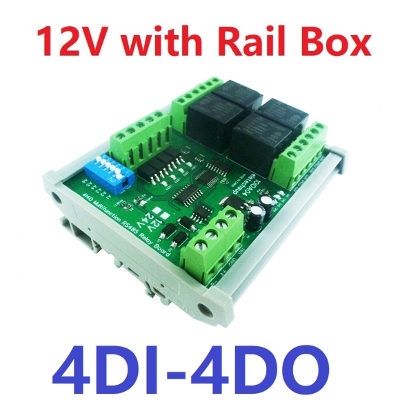 10IOA04 12V 12V 4CH Isolation Digital Switch 4DI-4DO PLC IO Expanding Board RS485 Relay Module Modbus RTU Code 01 05 15 02 03 06 16