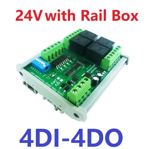 10IOA04 24V 4CH Isolation Digital Switch 4DI-4DO PLC IO Expanding Board RS485 Relay Module Modbus RTU Code 01 05 15 02 03 06 16