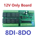 10IOA08 12V 8CH Isolation Digital Switch 8DI-8DO PLC IO Expanding Board RS485 Relay Module Modbus RTU Code 01 05 15 02 03 06 16