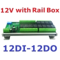 10IOA12 12V 12CH Isolation Digital Switch 12DI-12DO PLC IO Expanding Board RS485 Relay Module Modbus RTU Code 01 05 15 02 03 06 16
