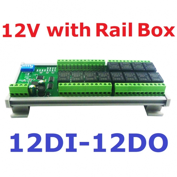 10IOA12 12V 12CH Isolation Digital Switch 12DI-12DO PLC IO Expanding Board RS485 Relay Module Modbus RTU Code 01 05 15 02 03 06 16