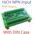 25IOB16 16DI 16DO NPN to PNP RS485 Modbus Rtu Remote IO Module DC 12-24V 300MA DMOS PNP High Level Output for PLC LED Smart Home IOT