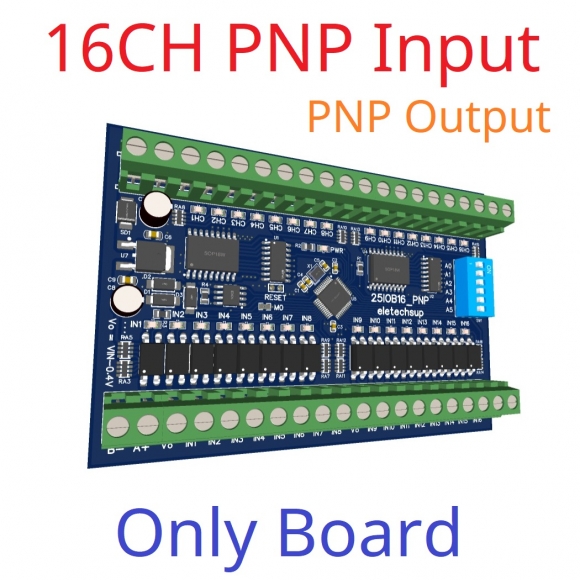 25IOB16 16DI-16DO PNP to PNP RS485 Modbus Rtu Remote IO Module DC 12-24V 300MA DMOS PNP High Level Output for PLC LED Smart Home IOT