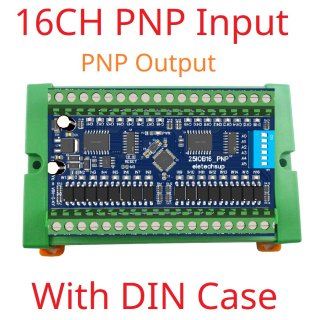 25IOB16 16DI 16DO PNP to PNP RS485 Modbus Rtu Remote IO Module DC 12-24V 300MA DMOS PNP High Level Output for PLC LED Smart Home IOT