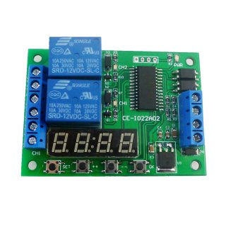 IO22A02 12V 2CH Multi-function Delay Relay Timer Control Switch LED PLC Home Lamp Motor