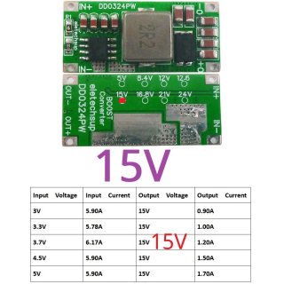 DD0324PW 15V 25W Mini Size High-power 2-5Cell Battery Multiplier 3.7V 4.2V to 8.4V 12.6V 16.8V 21V DC-DC Boost Converter Module 5V 12V 15 24V