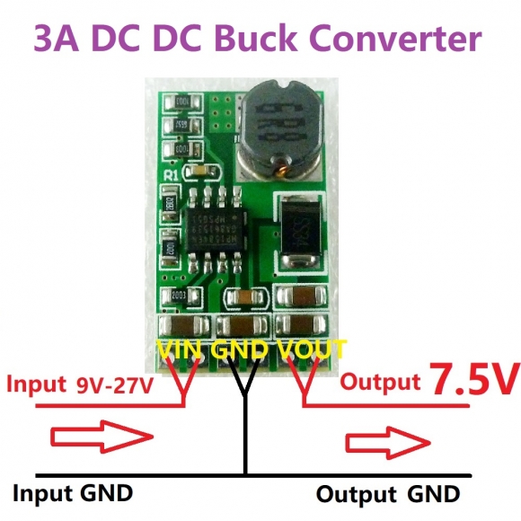 DD2712SA 3.5A DC-DC Converter Module Buck Step-Down Voltage Regulator Board 4.5V-27V to 7.5V