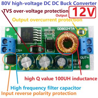 DD8024TA High-Voltage EBike DC-DC Converter Buck Step-Down Regulator Module 80V 72V 64V 60V 48V 36V 24V to 12V