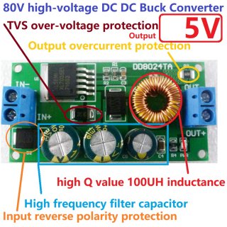 DD8024TA High-Voltage EBike DC-DC Converter Buck Step-Down Regulator Module 80V 72V 64V 60V 48V 36V 24V to 5V