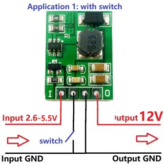 DDEN12MA Multifunction with Enable ON/OFF 6W DC-DC Step-up Boost Converter Voltage Regulate 2.6-5V to 12V