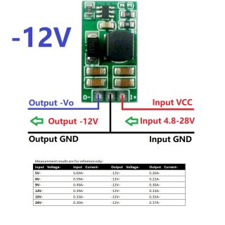 DDUB12NA mini 3W 5V 6V 9V 12V 15V 24V to -12V Positive to Negative Voltage DC DC Boost-Buck Converter Board for ADC LCD OP