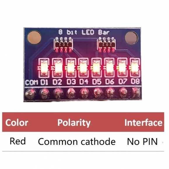 DM41A08 3-24V 8 Bit Red Common cathode LED indicator Bar Diy Kit for Arduno