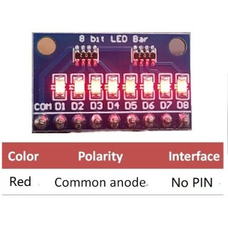 DM41A08 3-24V 8 Bit Red Common anode LED indicator Bar Diy Kit for Arduino