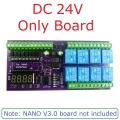 DN22D08 8 Channel 24V Relay Shield Module RS485 PLC IO Expanding Board For Arduino NANO V3.0