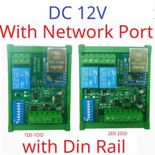 ETROB02 12V 2DI 2DO 3 IN 1 Serial Serve/Ethernet/RS485 Relay Module Modbus RTU TCP/IP UART DI-DO Network Controller Switch PLC Remote IO Board