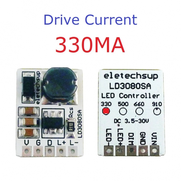 LD3080SA 330MA 20W DC 3.7-30V PWM ON/OFF Control LED Driver Module 330/500/660/910MA Constant Current for Flashlight Headlight Emergency Light