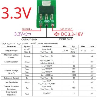 LO1117MB Tiny Out 1A 3.3V 80MV Drop Voltage 60uA Standby Step-Down Buck LDO Module rep AMS1117 7805 for Arduino ESP32