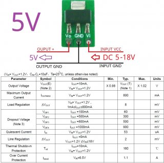 LO1117MB Tiny Out 1A 5V 80MV Drop Voltage 60uA Standby Step-Down Buck LDO Module rep AMS1117 7805 for Arduino ESP32