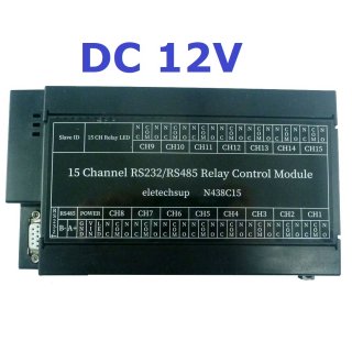 N438C15 DC 12V 15CH RS485 RS232 Modbus RTU Relay PC UART Serial Port Switch For PLC Camera Industrial Control System