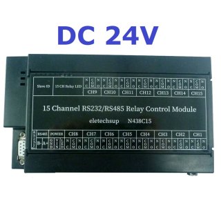 N438C15 DC 24V 15CH RS485 RS232 Modbus RTU Relay PC UART Serial Port Switch For PLC Camera Industrial Control System