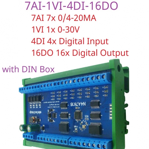 N4A7K16 7AI-1VI -4DI -16DO 24CH Digital Analog Mixed Acquisition Module RS485 Remote I/O Module 0-20MA 4-20MA 0-10V 0-30V Current Voltage ADC Collector