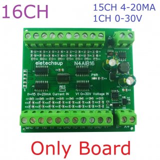 N4AIB16 22CH 4-20MA Current & 2CH 0-30V Voltage Input RS485 AI Module 24CH 12-bit ADC Collector Board MODBUS RTU PLC IO