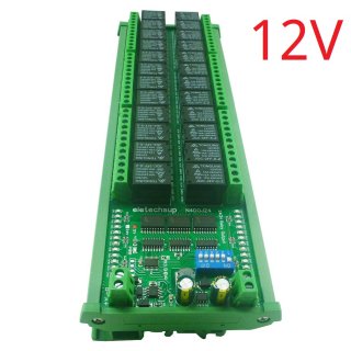 N4DOJ24 12V 24CH RS485 Relay Modbus RTU Module 10A NC COM NO Dry Contact Output Interface DIN35 C45 Rail Box UART PC PLC Expansion Board