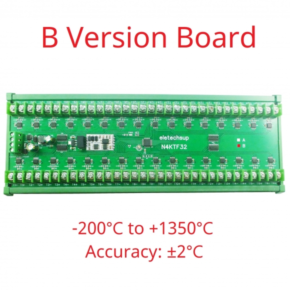 N4KTF32 B version 32CH K Thermocouple-200-1024C Ultra-wide Temperature Collector RS485 Analog Remote IO Board Thermocouple-to-Digital Converter