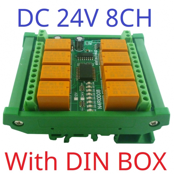 N4ROD08 Mini DC 24V 8CH Multifunction Modbus Rtu RS485 Relay Board 2A 0.2W Low Power Consumption Micro Voice Relay Module N4ROF32