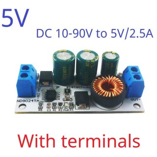 ND9024TA 5V 2.5A DC 10-90V to 5V 12V 24V DC-DC Converter High-Voltage Buck Regulator Module for Lion Lipo LiFePO4 Lead-acid Solar battery