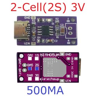NIMH05UA 2S 0.5A TYPE-C 2 Cell NIMH Battery Charger Module 1.5V 3V 4.5V for 1.2V 2.4V 3.6V Nickel-Metal Hydride Battery 500MA