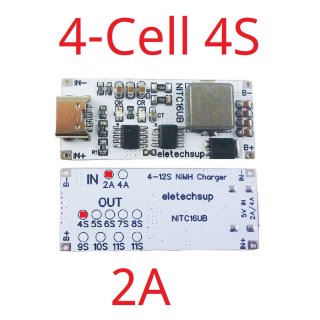 NITC16UB 2A 4 Cell NIMH Charger Module TYPE-C DC 5V Boost BMS CC/CV NiCd for 4.8V 6V 7.2V 8.4V 9.6V 10.8V 12V 13.2V 14.4V Battery