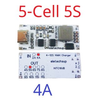 NITC16UB 5S 4A 4A 5 Cell NIMH Charger Module TYPE-C DC 5V Boost BMS CC/CV NiCd for 4.8V 6V 7.2V 8.4V 9.6V 10.8V 12V 13.2V 14.4V Battery