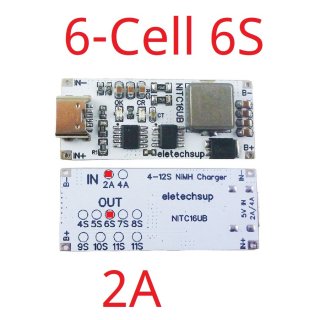 NITC16UB 6S 2A 2A 6 Cell NIMH Charger Module TYPE-C DC 5V Boost BMS CC/CV NiCd for 4.8V 6V 7.2V 8.4V 9.6V 10.8V 12V 13.2V 14.4V Battery
