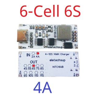 NITC16UB 6S 4A 4A 6 Cell NIMH Charger Module TYPE-C DC 5V Boost BMS CC/CV NiCd for 4.8V 6V 7.2V 8.4V 9.6V 10.8V 12V 13.2V 14.4V Battery
