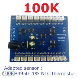 NT28B16 100K 16 CH RS485 Temperature Acquisition Board RTU Paperless Recorder 10K/20K/50K/100K B3950 NTC Sensor