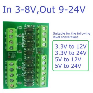 OP31C08 In 3-8V Out 9-24V PNP to PNP 8ch PLC Digital Switch IO Isolation Protection Board 3.3V 5V 12V 24V Logic Level Converter NPN PNP Wet Contact