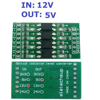OP71A04 12V to 5V NPN Active Low 10Khz DI-DO Digital Switch Optical Isolation Module Logic Level Converter for PLC RS485 IO Communication