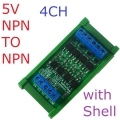 OPMSA04 NPN Input 3.3-5V NPN Output 4CH DC 3.3-24V 0-2kHz PWM Signal Amplifier NPN/PNP Logic Level Converter LED Driver 5A IO Current Amplifier