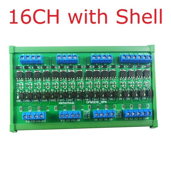 OPMSD16 PNP Input 3.3-5V PNP Output 16CH DC 3.3-24V 5A MOS Solid State Relay Module Din Rail Mount NPN/PNP PLC IO Signal Amplifier for Motor Relay LED