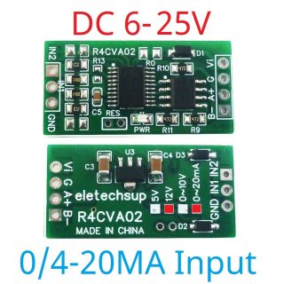 R4CVA02 Power 6-25V IN 0-20MA Mini 2CH Voltage Current RS485 Collector Module ADC Serial Port UART AI Input Module PLC Analog IO