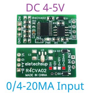 R4CVA02 Power 5V IN0-20MA Mini 2CH Voltage Current RS485 Collector Module ADC Serial Port UART AI Input Module PLC Analog IO