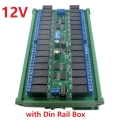 R4D3C32 12V C45 Rail Box DC 32ch DIN35 RS485 Modbus RTU Relay Board 485 Bus Remote Control Switch for LED Motor PLC PTZ Camera Smart