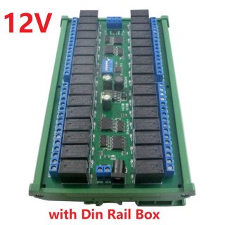 R4D3C32 12V C45 Rail Box DC 32ch DIN35 RS485 Modbus RTU Relay Board 485 Bus Remote Control Switch for LED Motor PLC PTZ Camera Smart