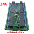 R4D3C32 24V C45 Rail Box DC 32ch DIN35 RS485 Modbus RTU Relay Board 485 Bus Remote Control Switch for LED Motor PLC PTZ Camera Smart