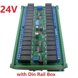 R4D3C32 24V C45 Rail Box DC 32ch DIN35 RS485 Modbus RTU Relay Board 485 Bus Remote Control Switch for LED Motor PLC PTZ Camera Smart