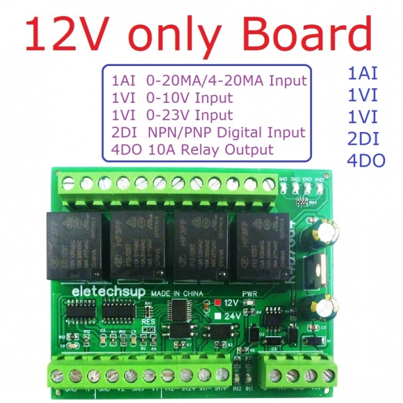 R4D7G04 DC 12V Multifunction PLC IO Expanding Board 4-20MA 0-10V Analog Current Voltage Collector NPN/PNP DI for Instrument