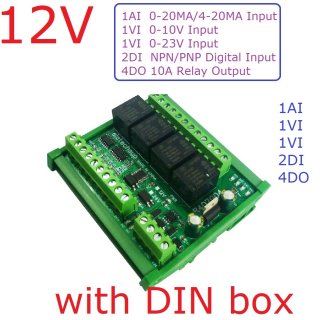 R4D7G04 DC 12V Multifunction PLC IO Expanding Board 4-20MA 0-10V Analog Current Voltage Collector NPN/PNP DI for Instrument