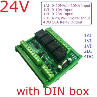 R4D7G04 DC 24V Multifunction PLC IO Expanding Board 4-20MA 0-10V Analog Current Voltage Collector NPN/PNP DI for Instrument